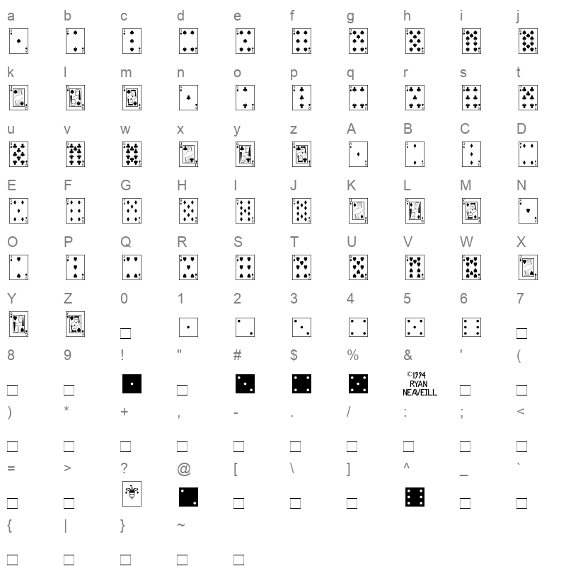 CARDS Character Map