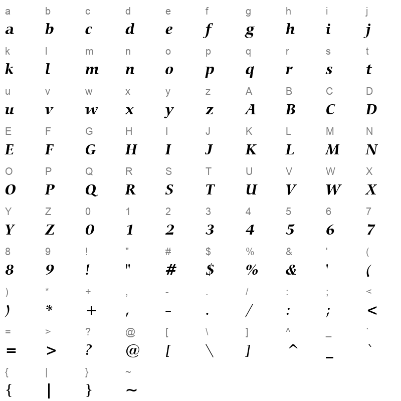 CARMINBI Character Map