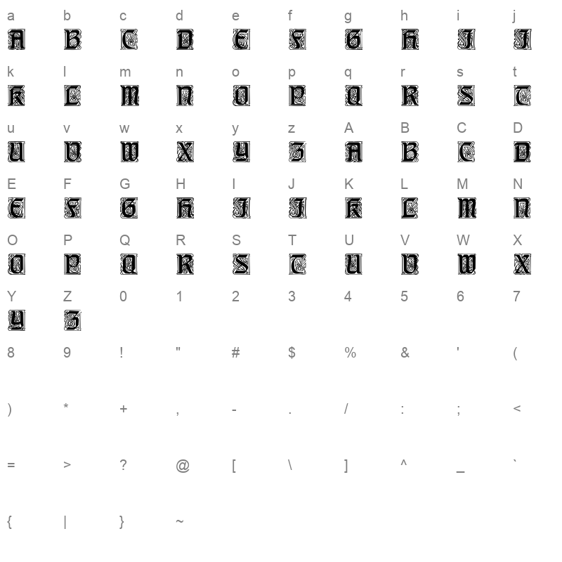 CARRICK Character Map