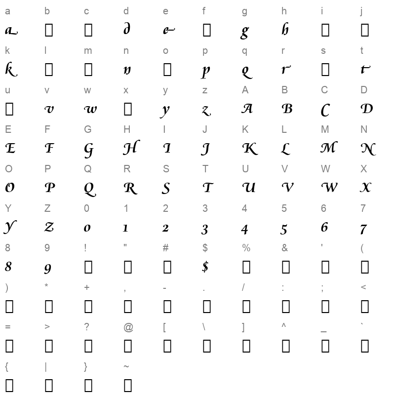 CATANSWB_1 Character Map