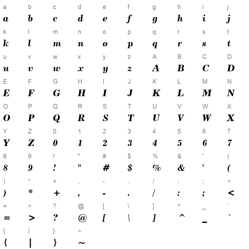 CEN731BI Character Map