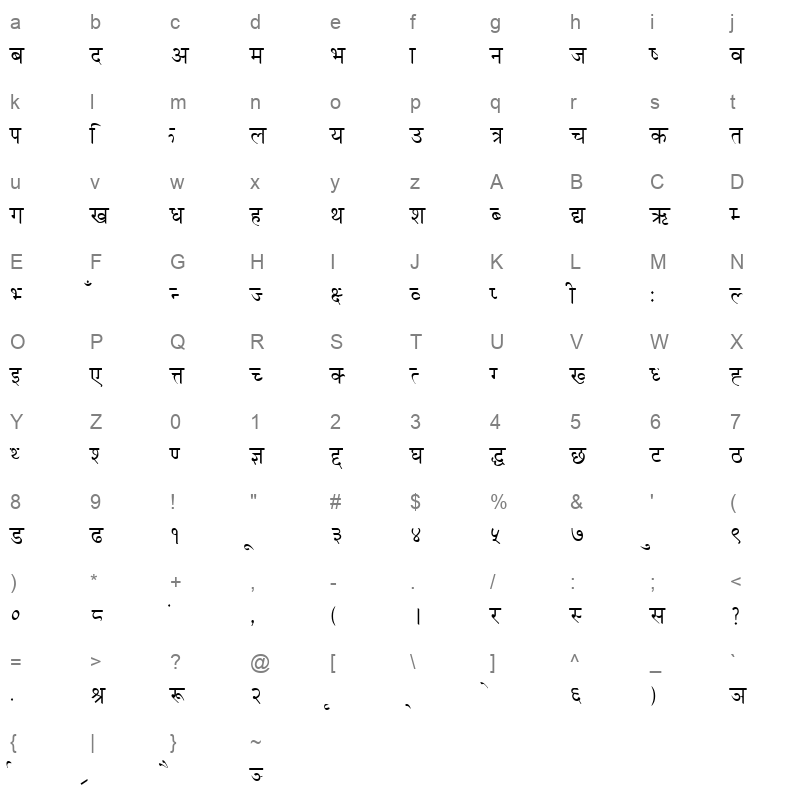 CHAMELI_1 Character Map