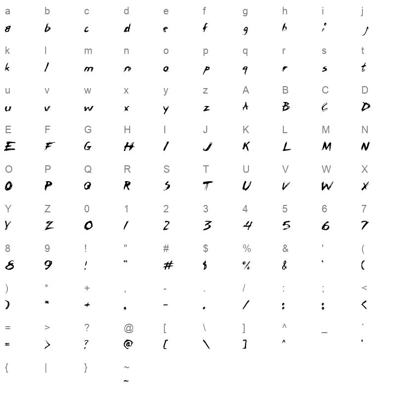 CHICSA Character Map
