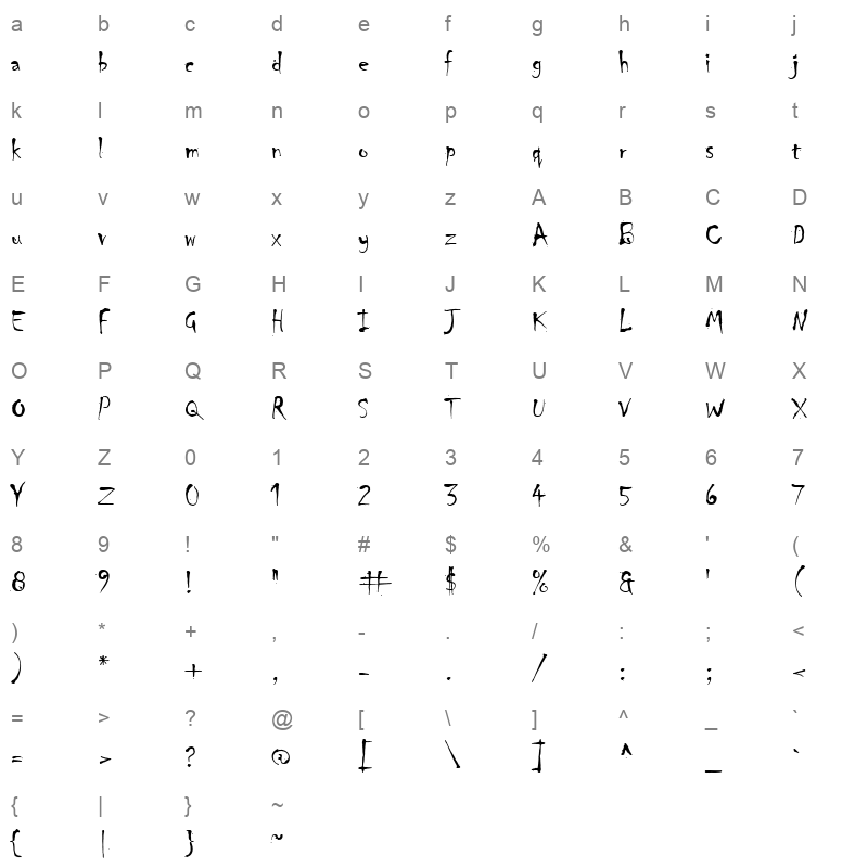 CHILLER_1 Character Map