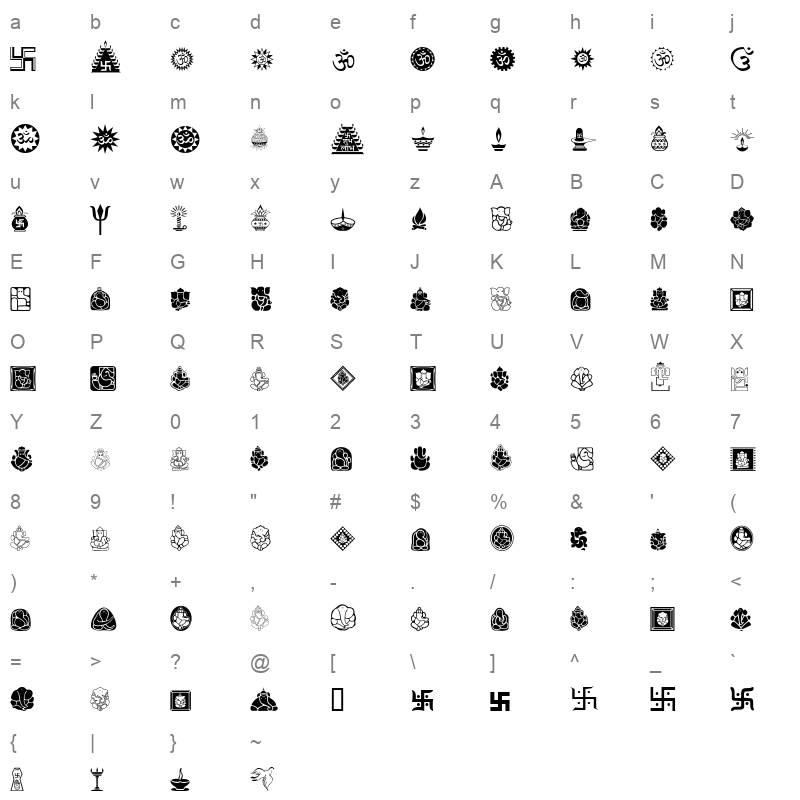 CHUNNI Character Map