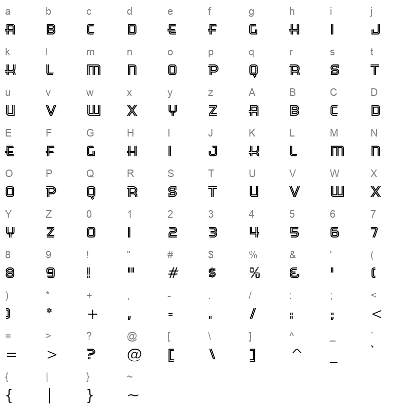 Cinegbin Character Map
