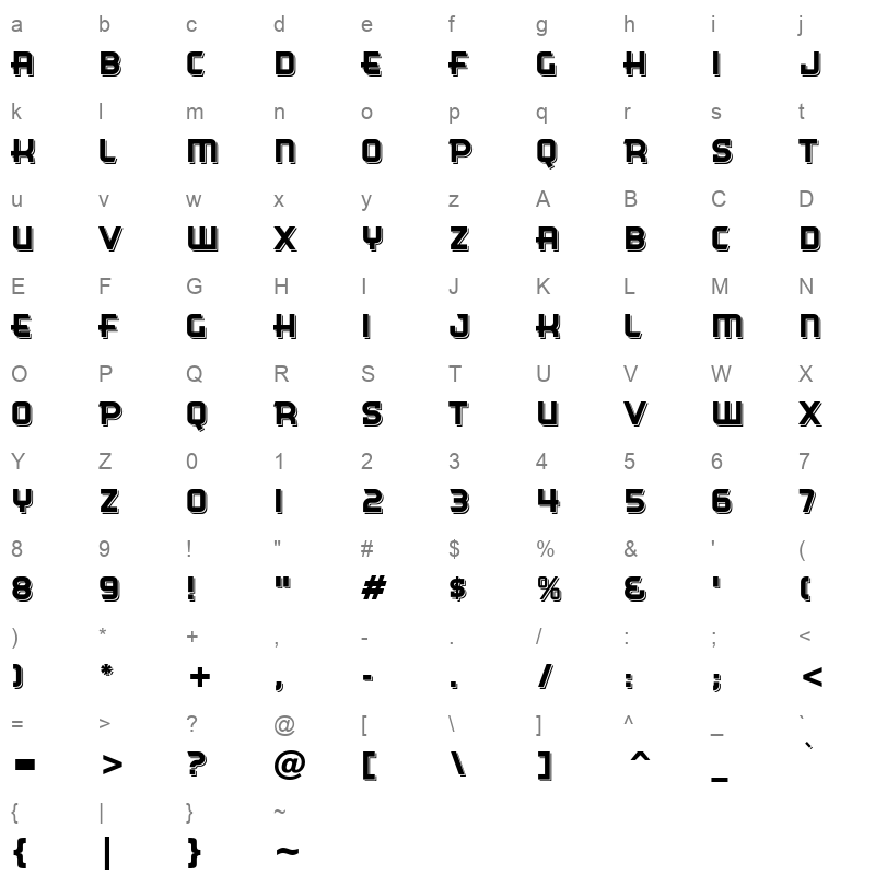 Cinegbsh Character Map