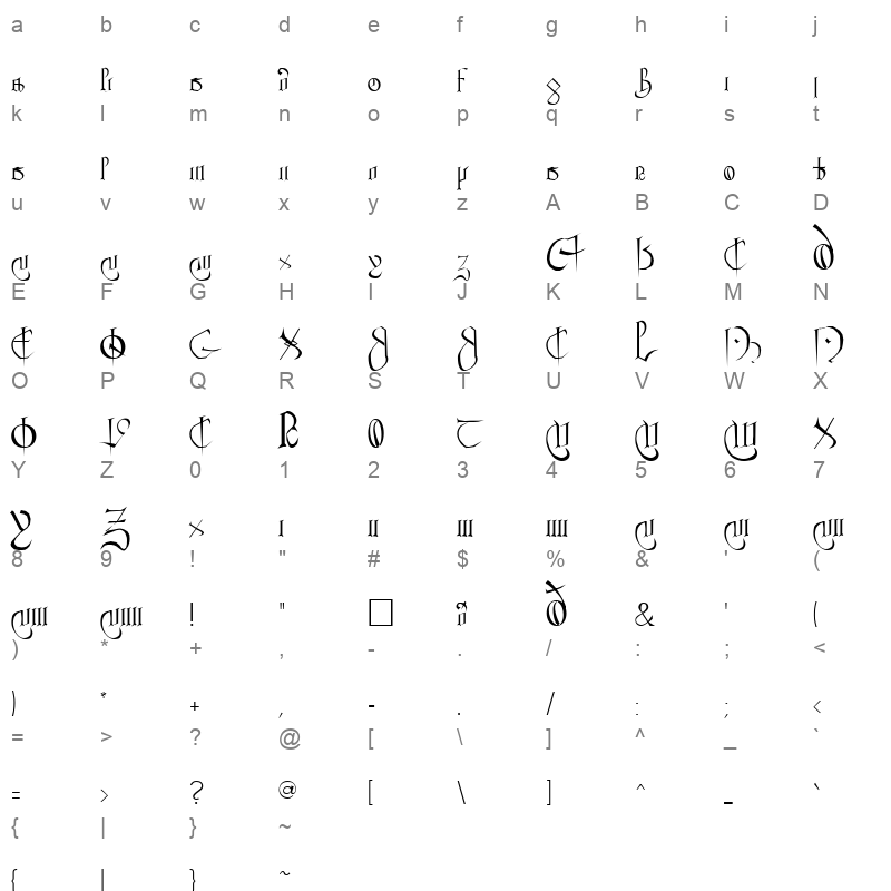 CLEMENT Character Map