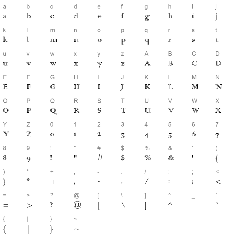 COLONNA_1 Character Map