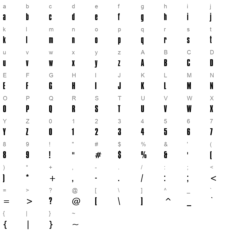COMPCTAN Character Map