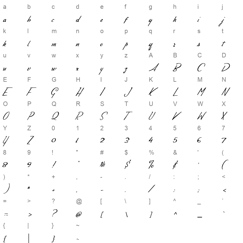 Compliments_0 Character Map