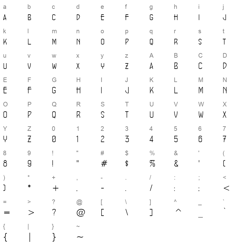 Concmbl Character Map