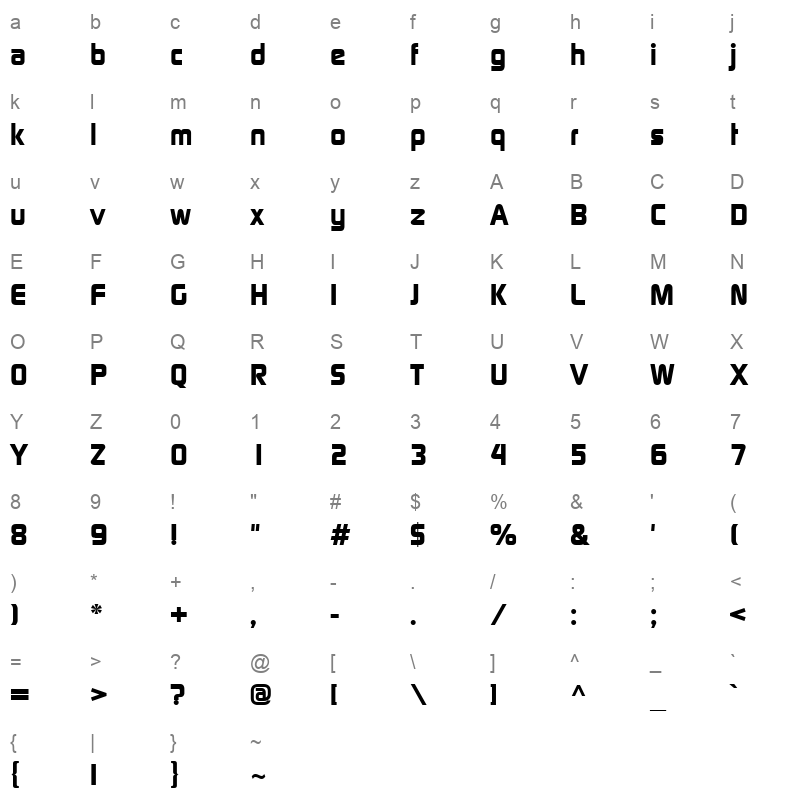 CONTB Character Map