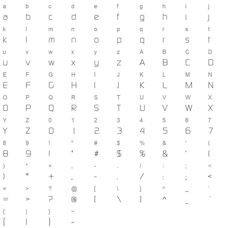 CONTL Character Map