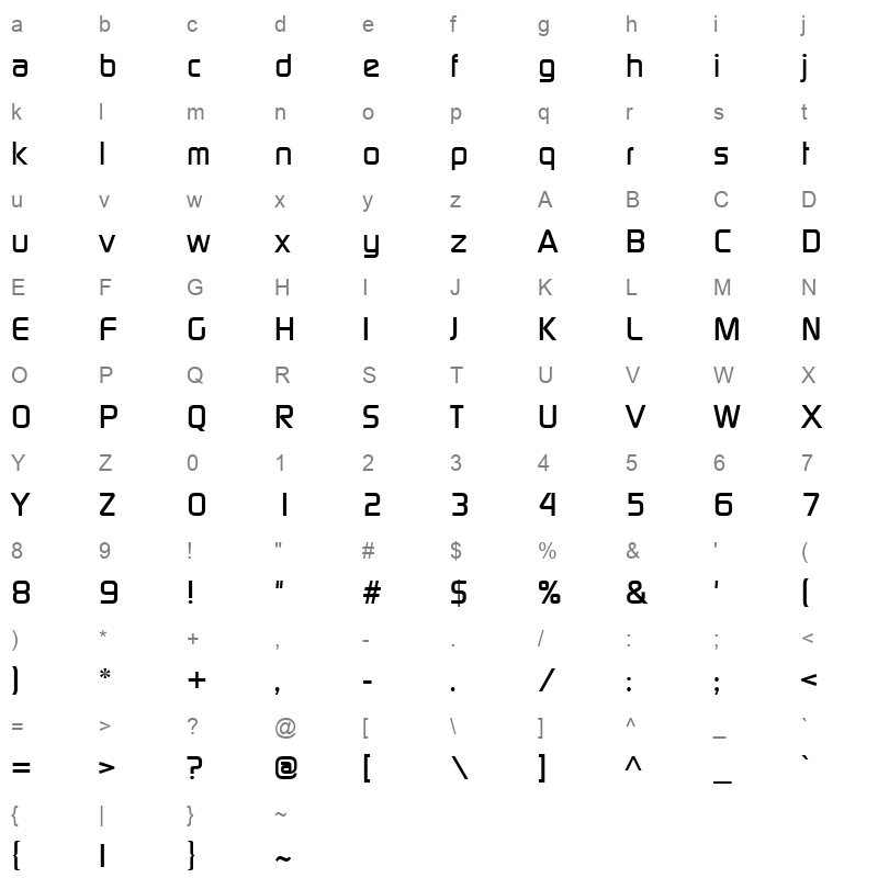 CONTM Character Map