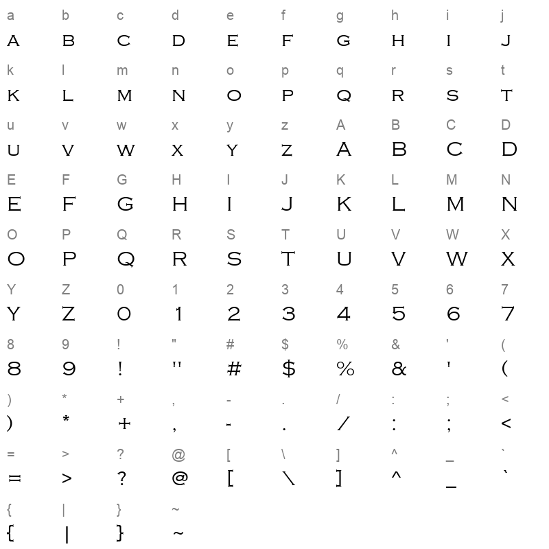 COPRGTL_1 Character Map