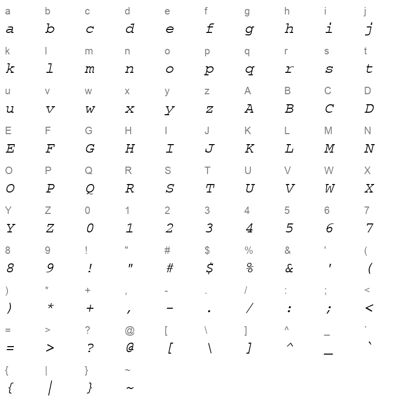 cpsr46w Character Map