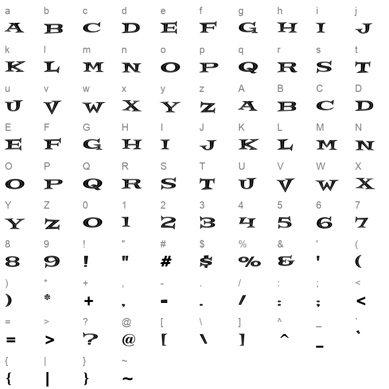 Crazlbin Character Map