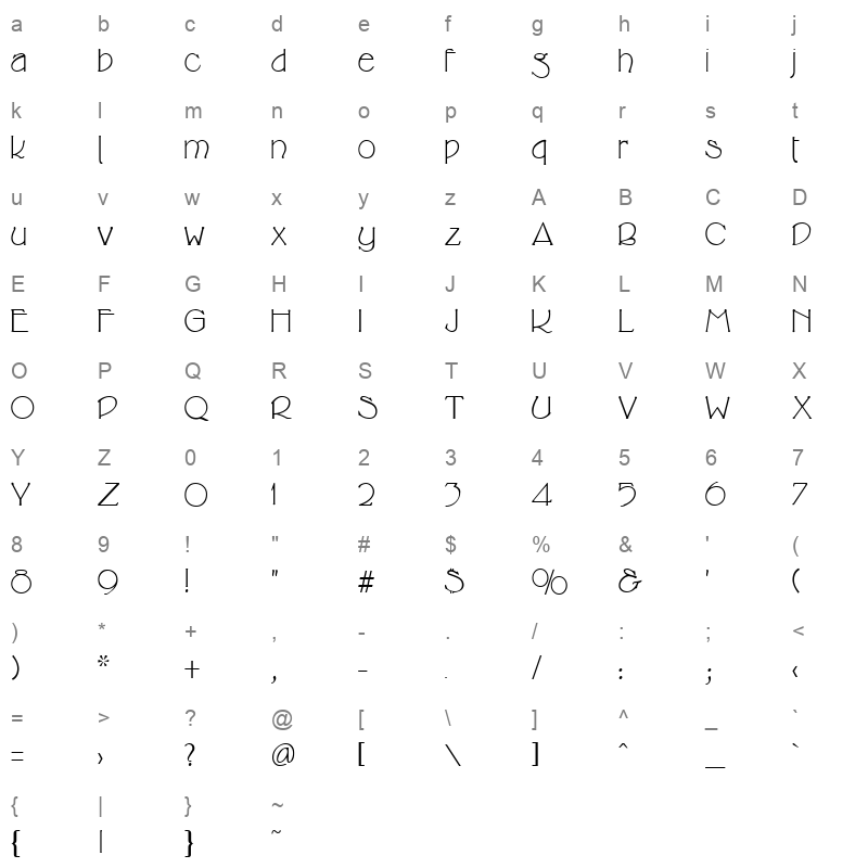Cricket Regular_0 Character Map