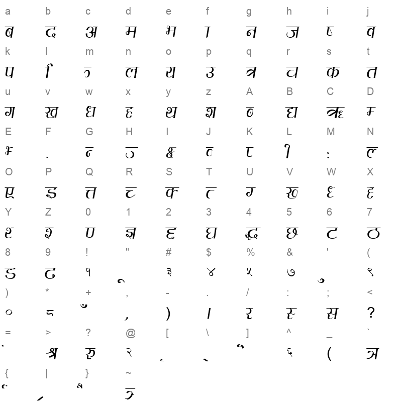DC458 Character Map