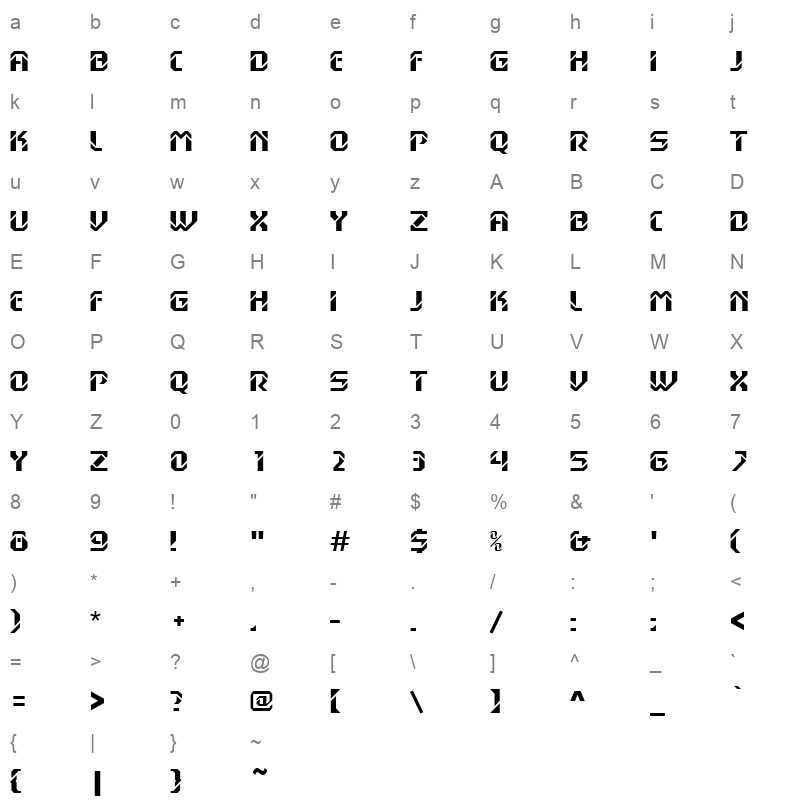 dexgothn Character Map