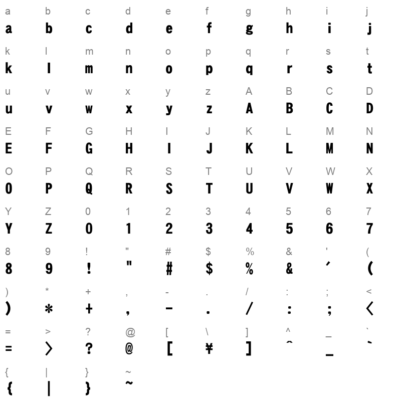 DFHeiA1_1 Character Map