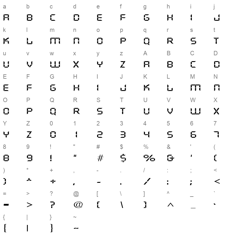 digifaw Character Map