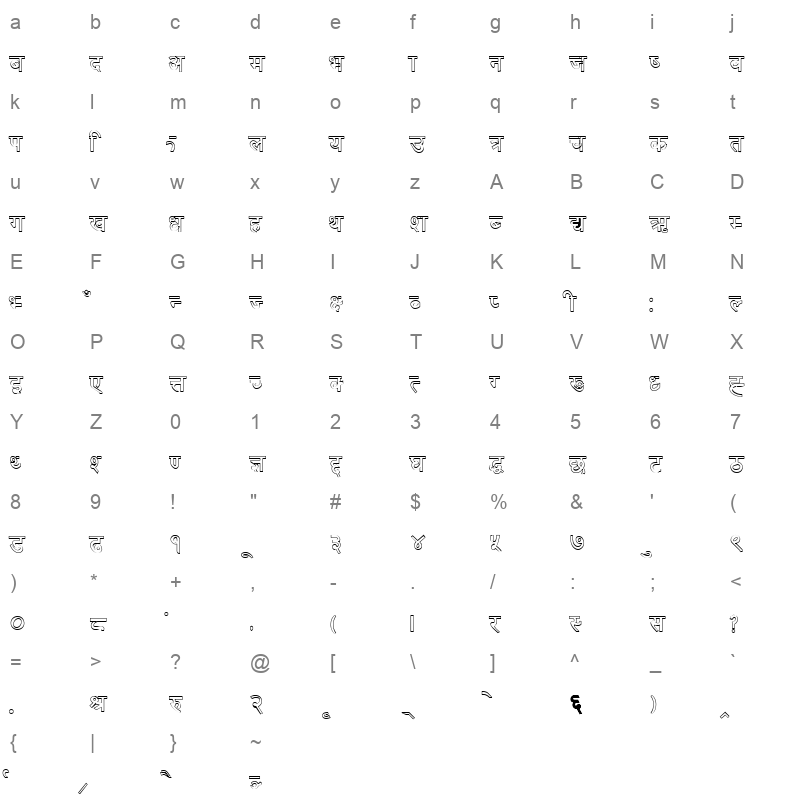 DINA-O Character Map