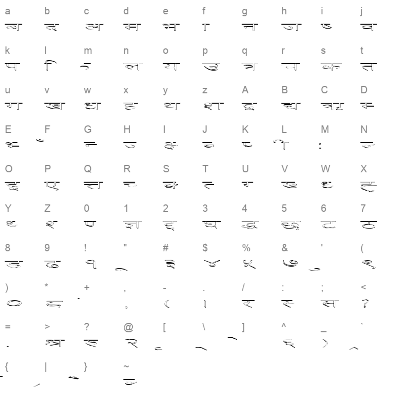 DINA28A Normal Character Map