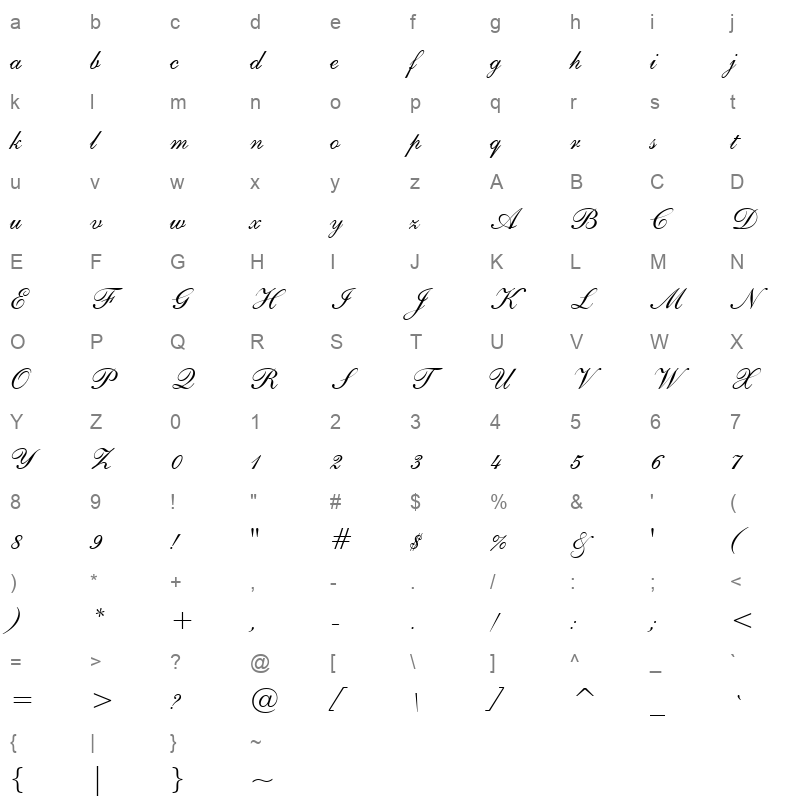 e111agio_1 Character Map
