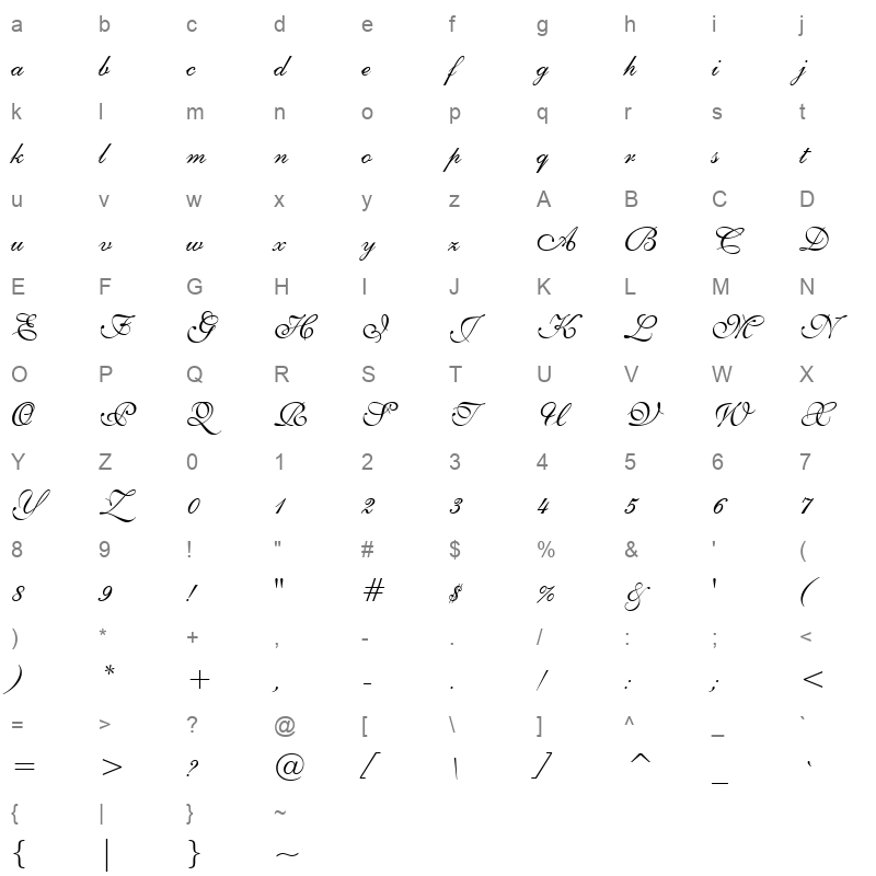 e111psto_1 Character Map