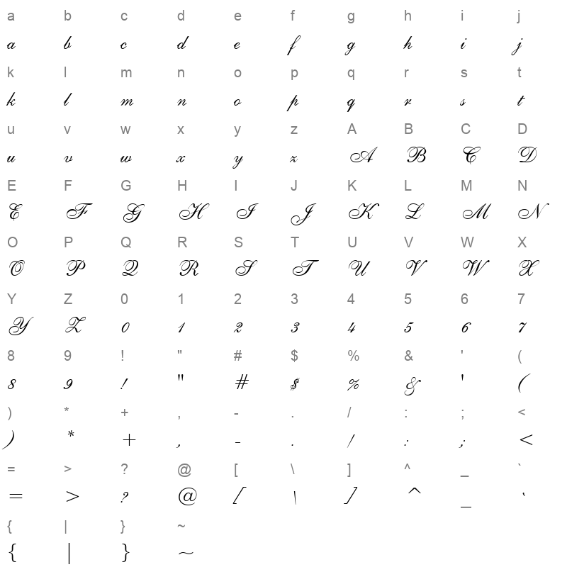 E111Viva_1 Character Map