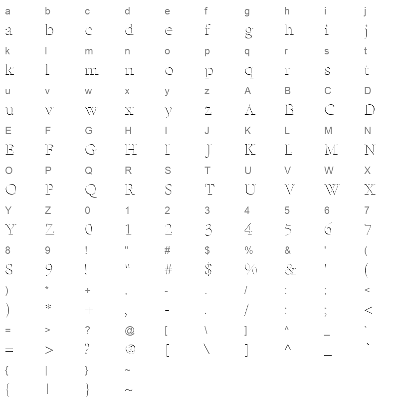 embossn Character Map