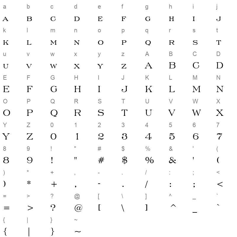 engrvrn Character Map