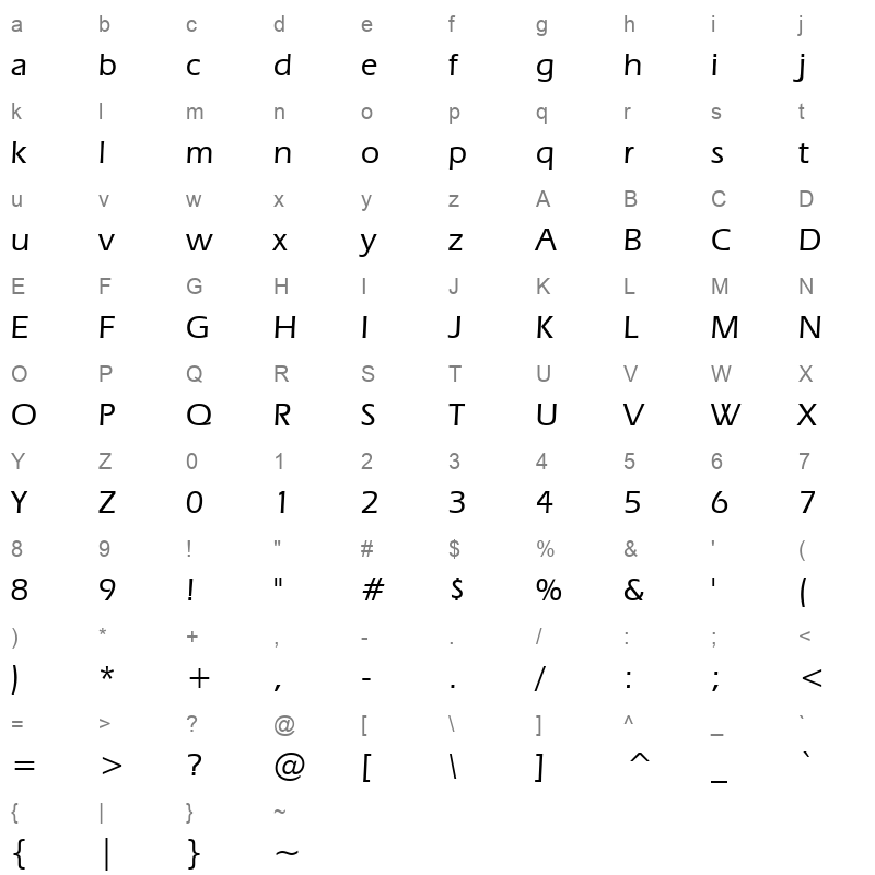 ERASM_1 Character Map
