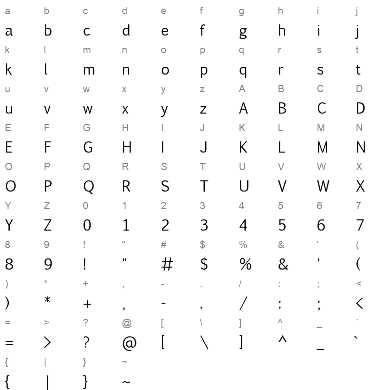 euphemia_1 Character Map