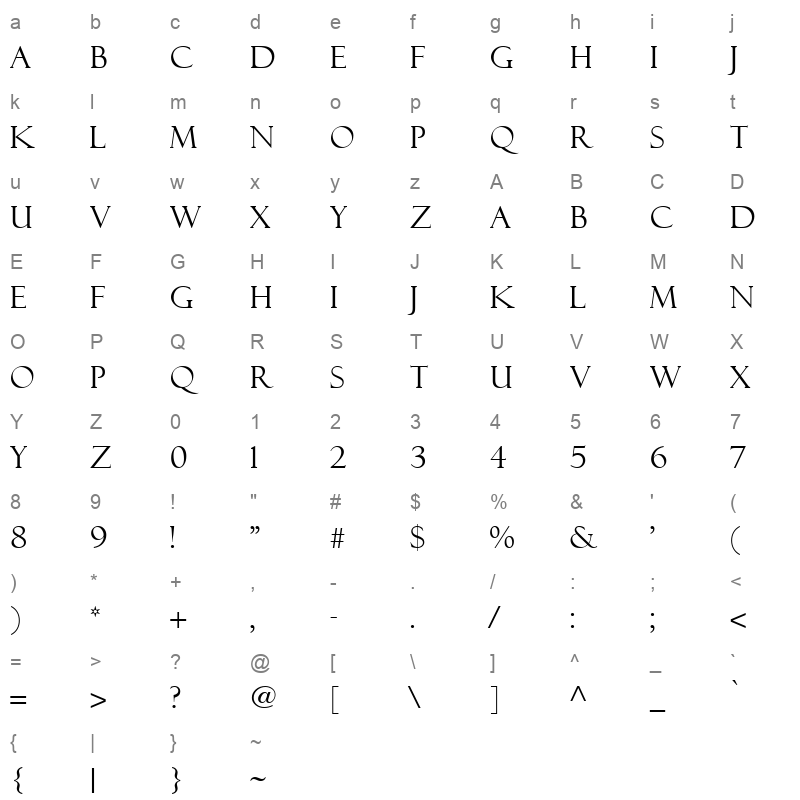 FELIXTI_1 Character Map