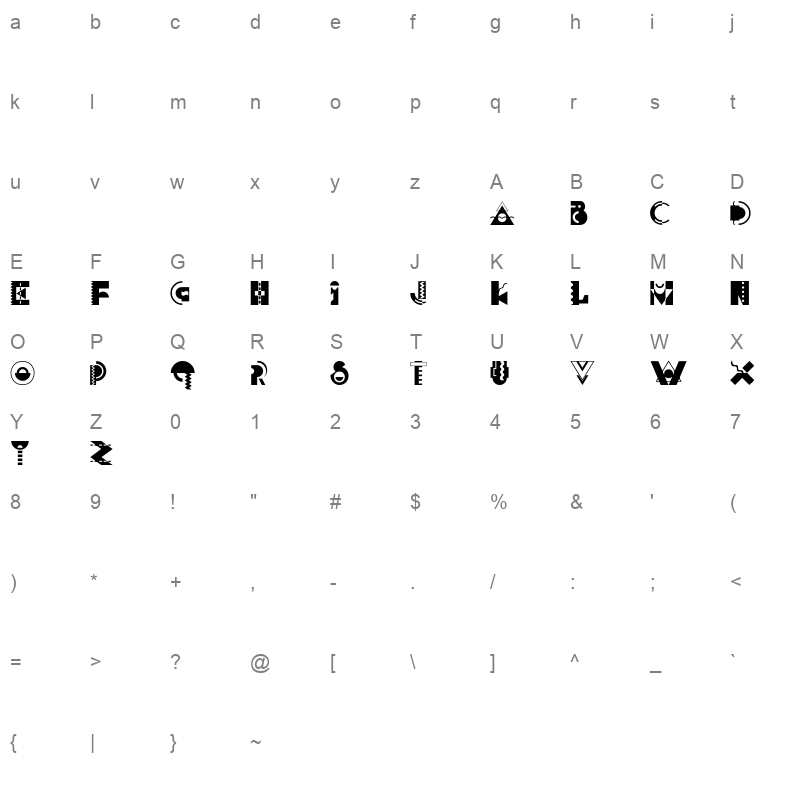 fh0222 Character Map