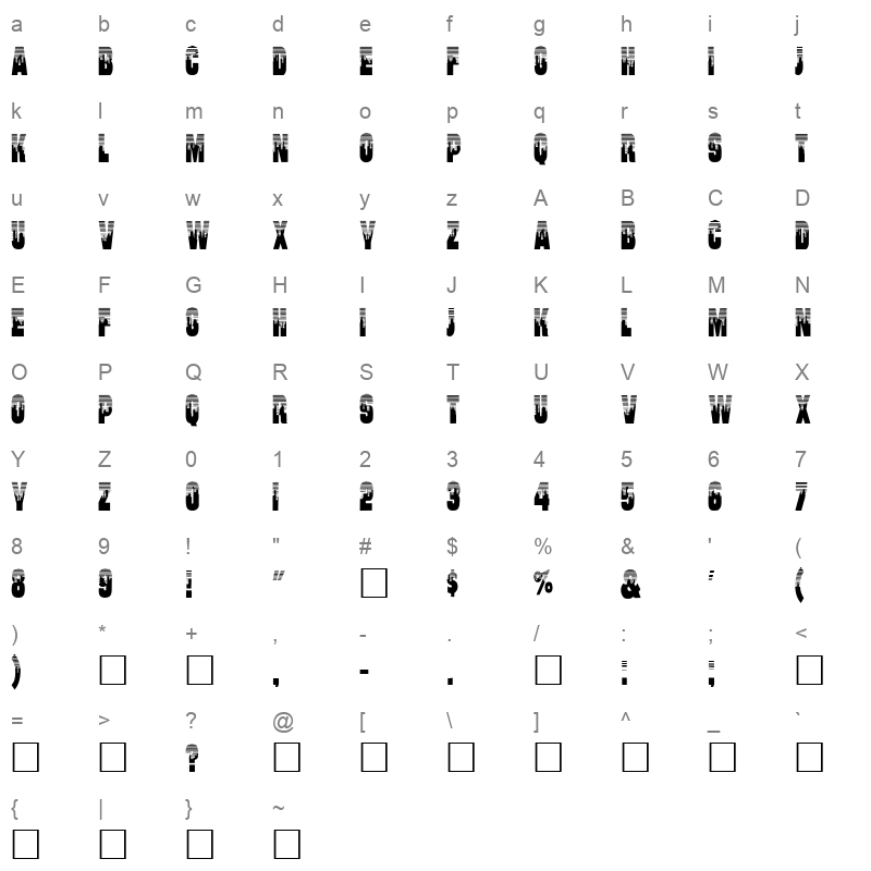 FH2242 Character Map