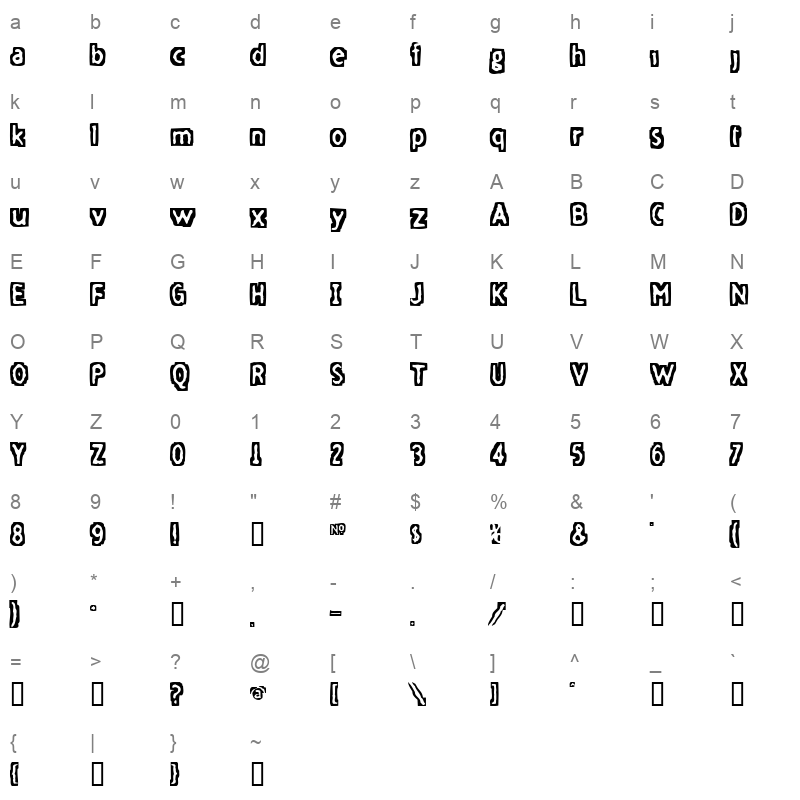 FIVEFD Character Map