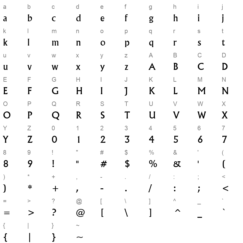 flar821n Character Map