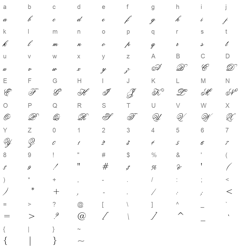 flemscrn Character Map