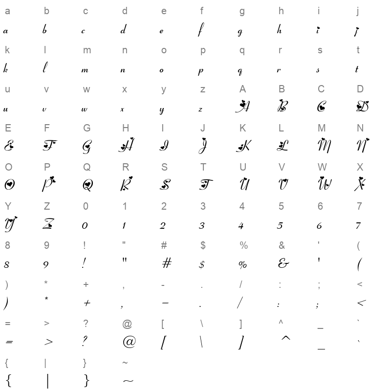 flx_girl Character Map