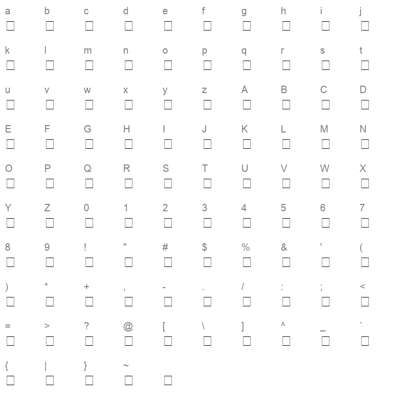 FONTASY0 Character Map