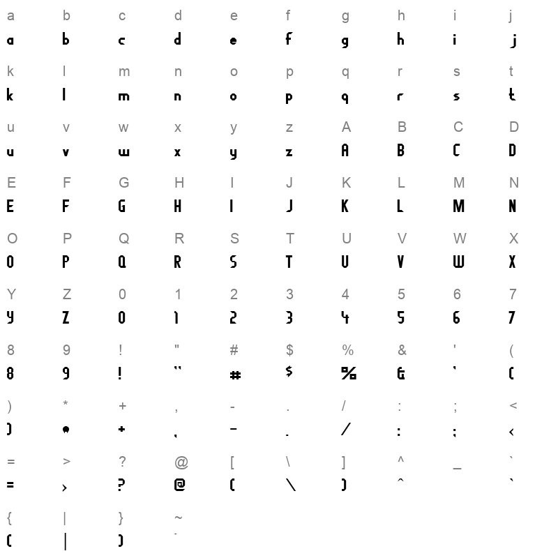 FRAGILEB Character Map
