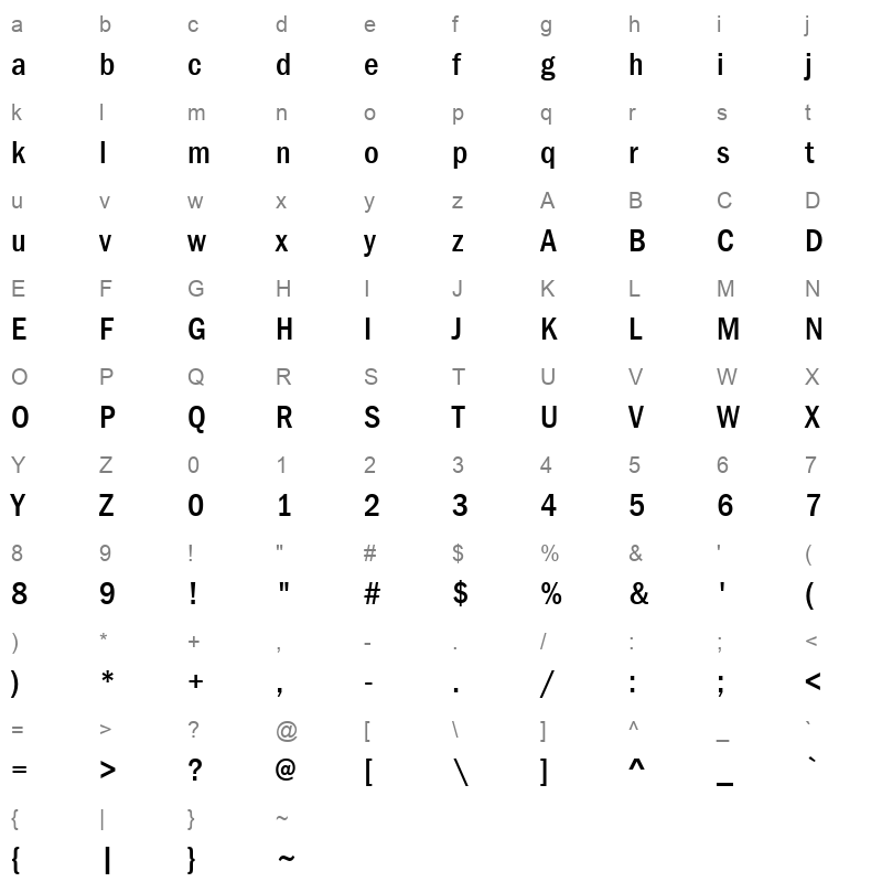 FRAMDCN_1 Character Map