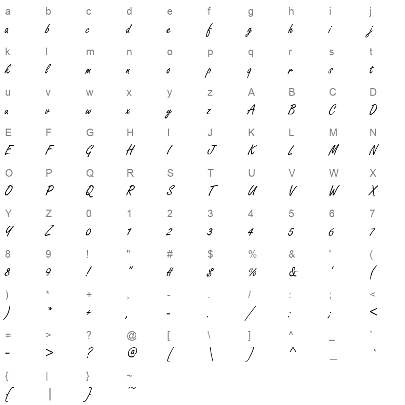 FREESCPT_1 Character Map