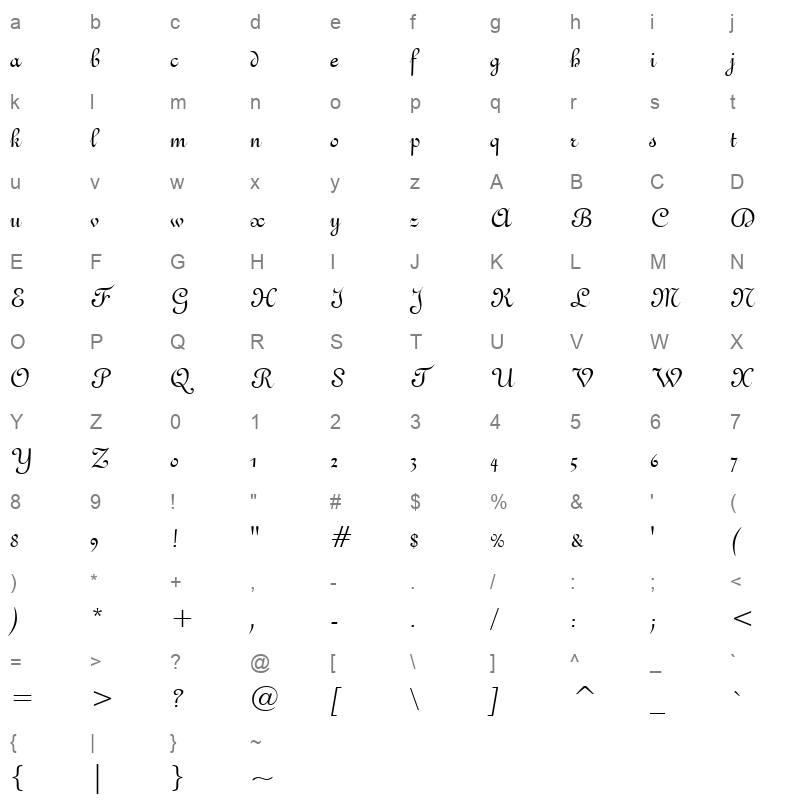 FRN111N_1 Character Map