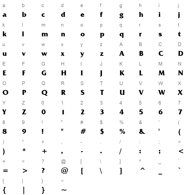 frzquadb Character Map