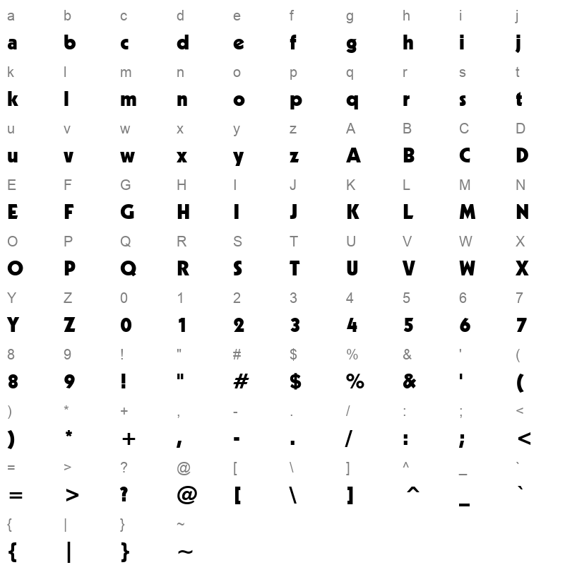 geo231h Character Map